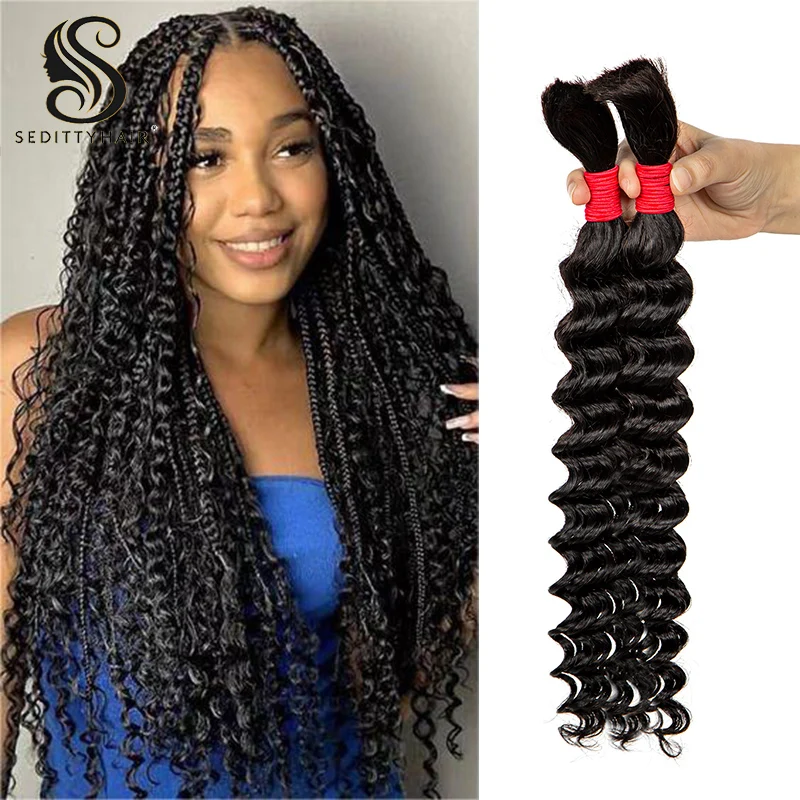 

Deep Wave Bulk Human Hair For Braiding Virgin Human Hair Extension Curly No Weft Hair Bundles Boho Braids Human Hair