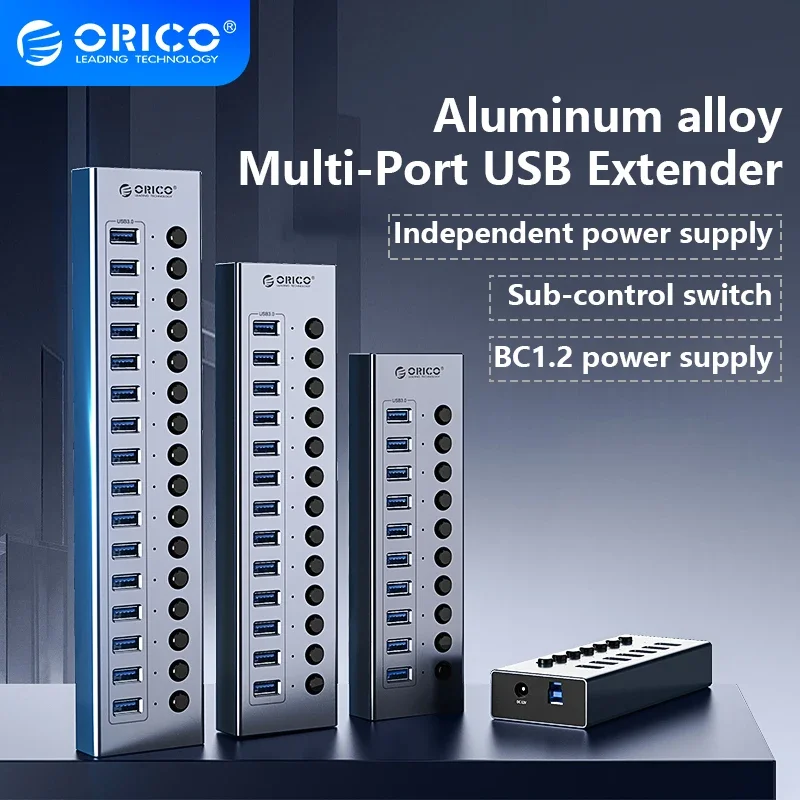 ORICO 7/10/13 Port USB Hub 3.0 Multi USB Splitter Power Adapter Multiple Expander 3.0 Hub With Switch For Laptop Accessoriess 2
