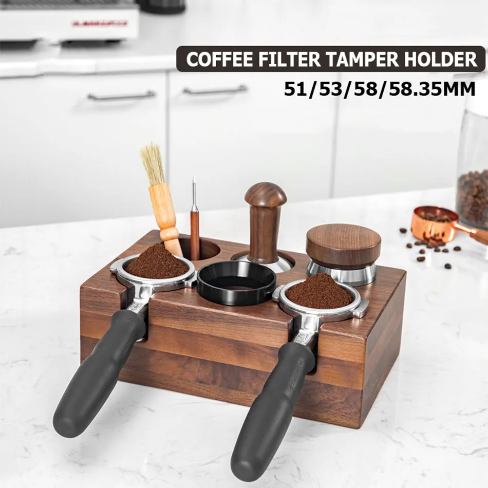 515358mmWoodCoffeeFilterTamperHolderEspressoTamperMatStand