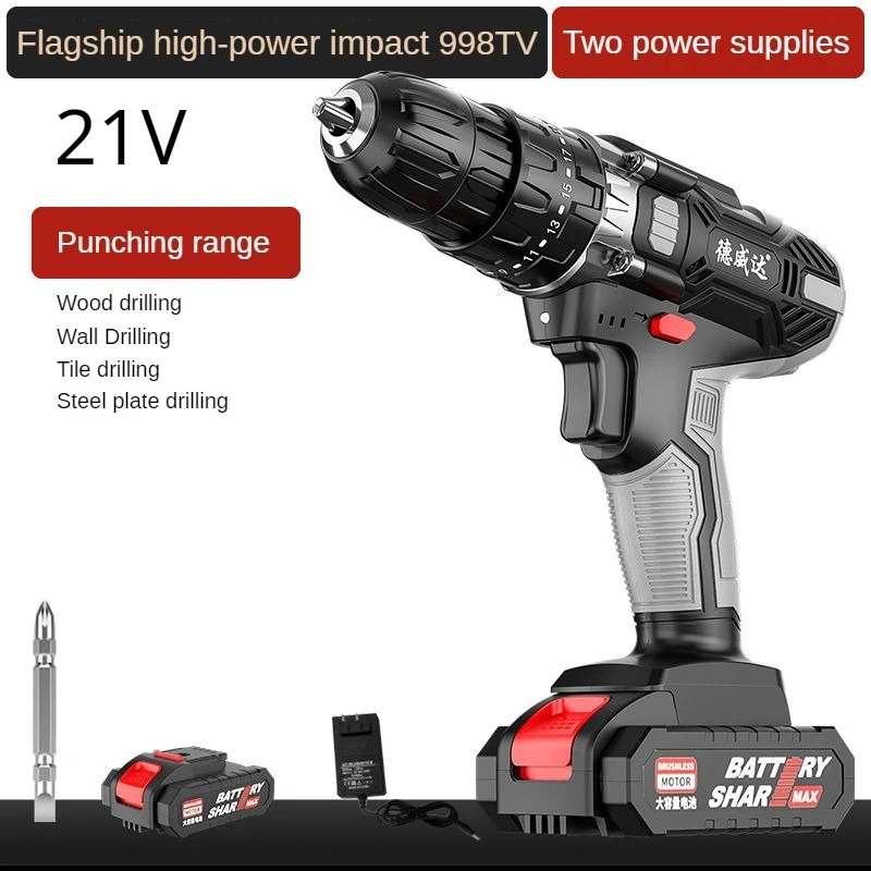 21V Cordless Electric Drill Electric Screwdriver Impact Dual Speed Mini Wireless Power Driver DC Lithium Battery Power Tool ekiiv bit impact brushless cordless 20v lithium ion battery electric driver impact combination kit brushless wireless bit kit