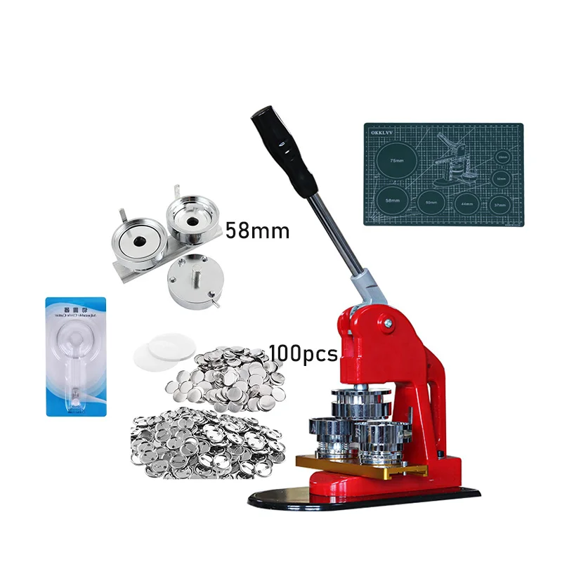 

Free Shipping 1.3/4"(44mm) Badge Machine + Badge Paper Cutter+500 Plastic Blank Pin Buttons
