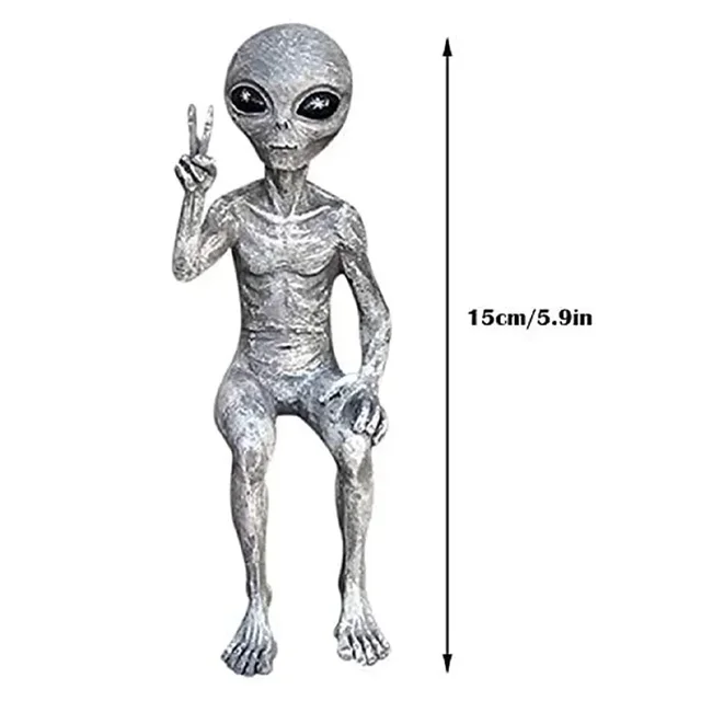 Statue d'alien en résine drôle, décoration de jardin extérieur, Sculpture naine ovni, décoration de bureau pour la maison, Halloween, ornements de noël 4