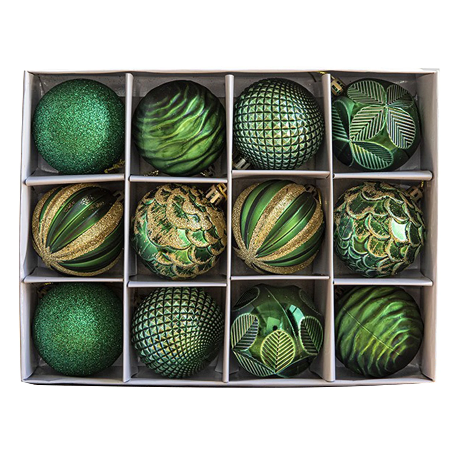 thumbnail image 1 of 12 bolas de Navidad de 6 cm para colgar en el árbol de Navidad, para decoración navideña, regalos de Año Nuevo 2025, color verde y rosa, 1 of 4