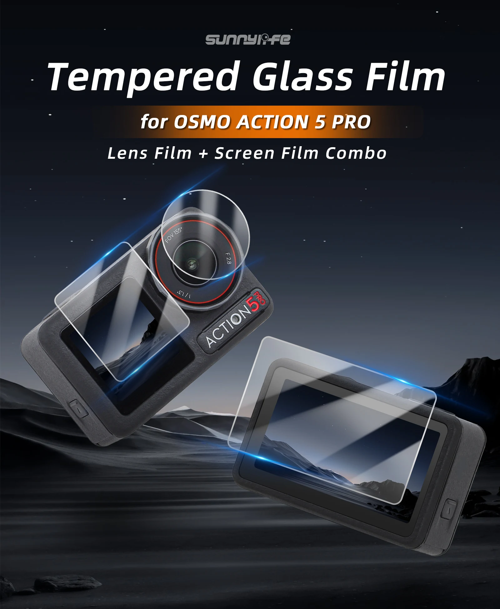 9 in1 Tempered Glass Screen Protector for DJI Osmo Action 5 Pro Camera 9H Hardness Lens/Screen/Front LCD HD Anti-scratch Film