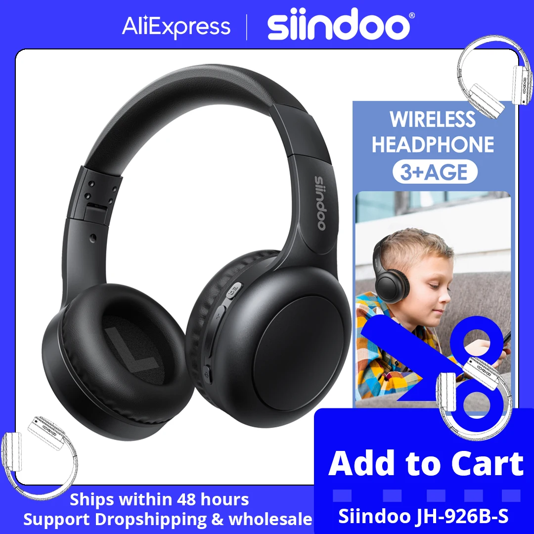 

Siindoo JH-926B Wireless Bluetooth Headphones Foldable Stereo Earphones Super Bass Noise Reduction Mic For Adult Kids for TV PC