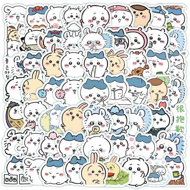 

100pcs Chiikawa Cute Cartoon Usagi Hachiware Momo Simple Sticker Sweet and Lovely Desktop Decoration Waterproof Sticker