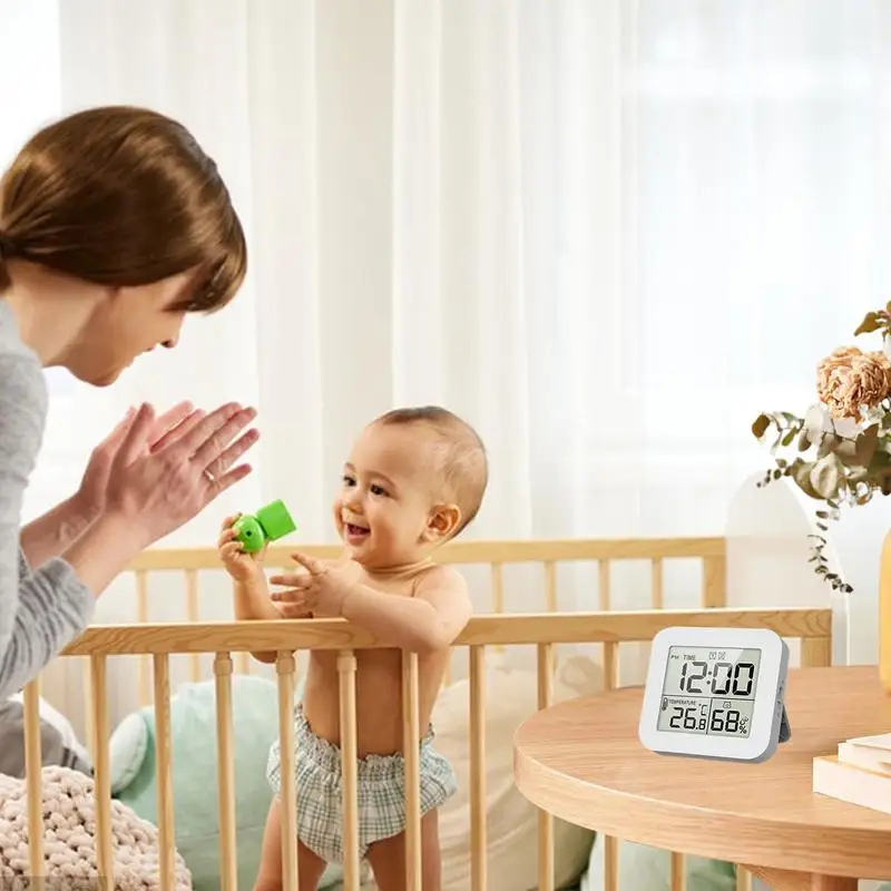 

Room Humidity Monitor 3 In 1 Thermohygrometer Clock With Backlight Multifunction LCD Display Indoor Humidity Sensor For Bedroom