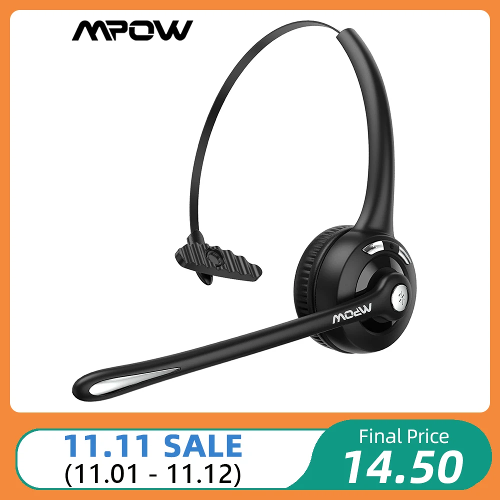Mpow Bh453 Office Bluetooth 5.0 Wireless Headset With Cvc 6.0 Noise Cancelling Mic & 16 Hours Talk Time For Driver/call Center - Earphones & Headphones - AliExpress