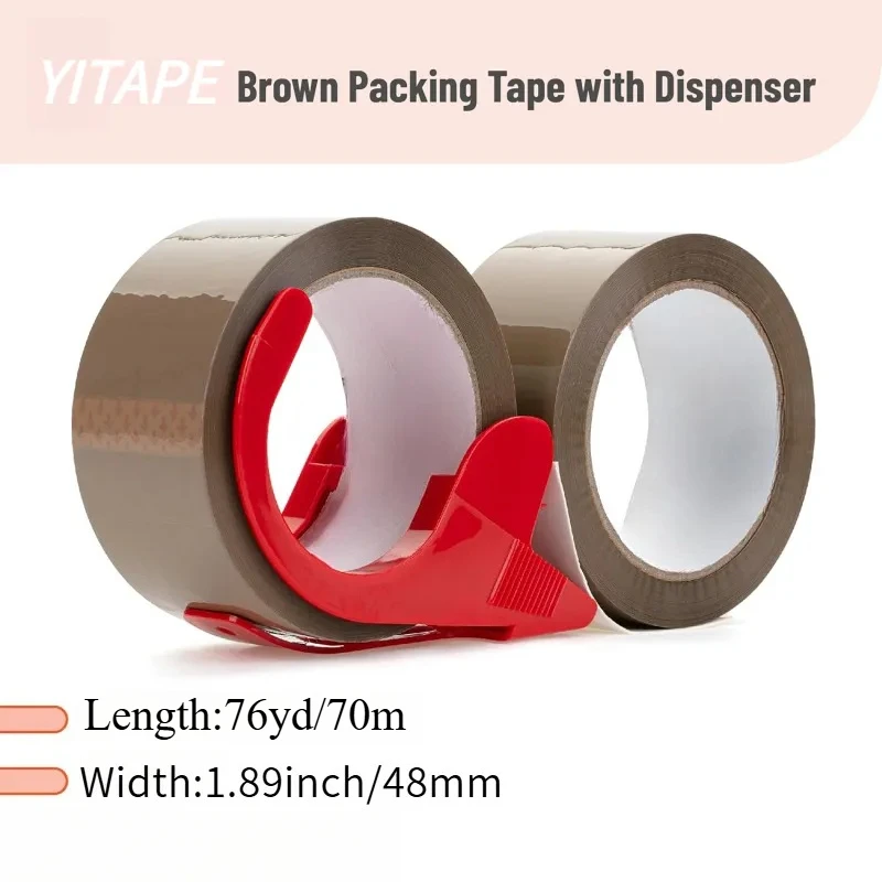 Braunes Siegelverpackungsband, 4,8 cm breit und 100 Meter lang, robustes Verpackungsband für Spender, Verpackungsband – Detail 5