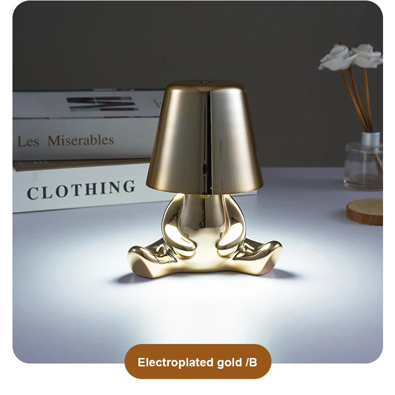 Italy Little Golden Man Night Light Thinkers Lamp Art Decor Lamp