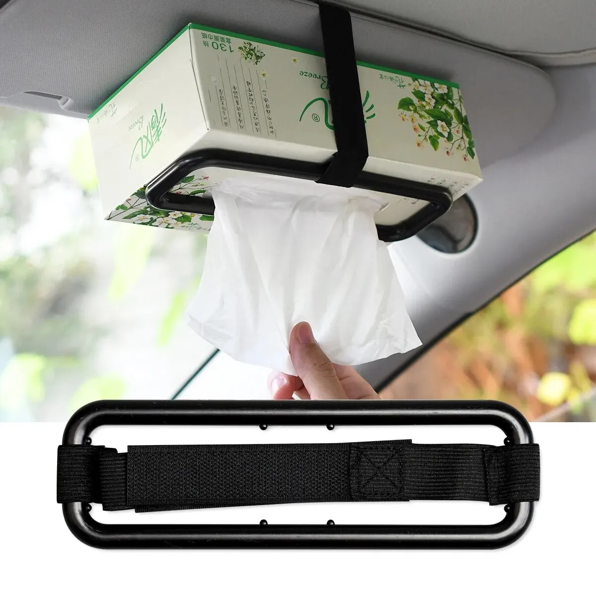 Universal Car Tissue Holder - Sun Visor & Seat Back Elastic Hanging Paper Cover