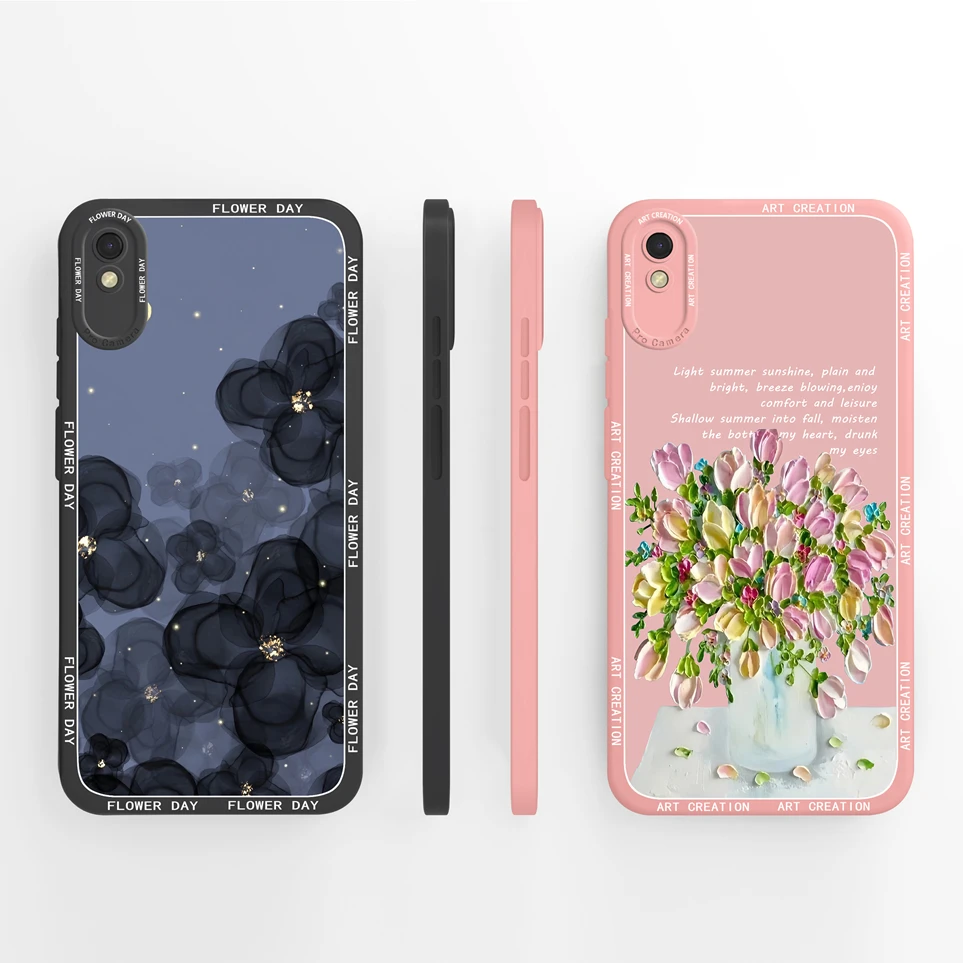 Beautiful Flower Phone Cases For Xiaomi Redmi 9A 9AT 9C 9 9 Prime Soft Silicone Back Cover For Redmi 9 Shockproof Coques Fundas