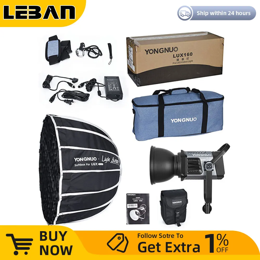 YONGNUO LUX160 180W COB LED Video Light Continuous Output + 60cm