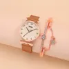 2PCS Set Fashion Women Bracelet Quartz Watches Women Magnetic Watch Ladies Sports Dress Rose Gold Wrist Watch Clock Reloj Mujer 5