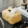 Cheese Tissue Box Holder Ceramic Home Decoration Kawaii Tissue Box Paper Storage Box for Living Room Vanity Countertop Office 2