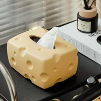 Cheese Tissue Box Holder Ceramic Home Decoration Kawaii Tissue Box Paper Storage Box for Living Room Vanity Countertop Office 2