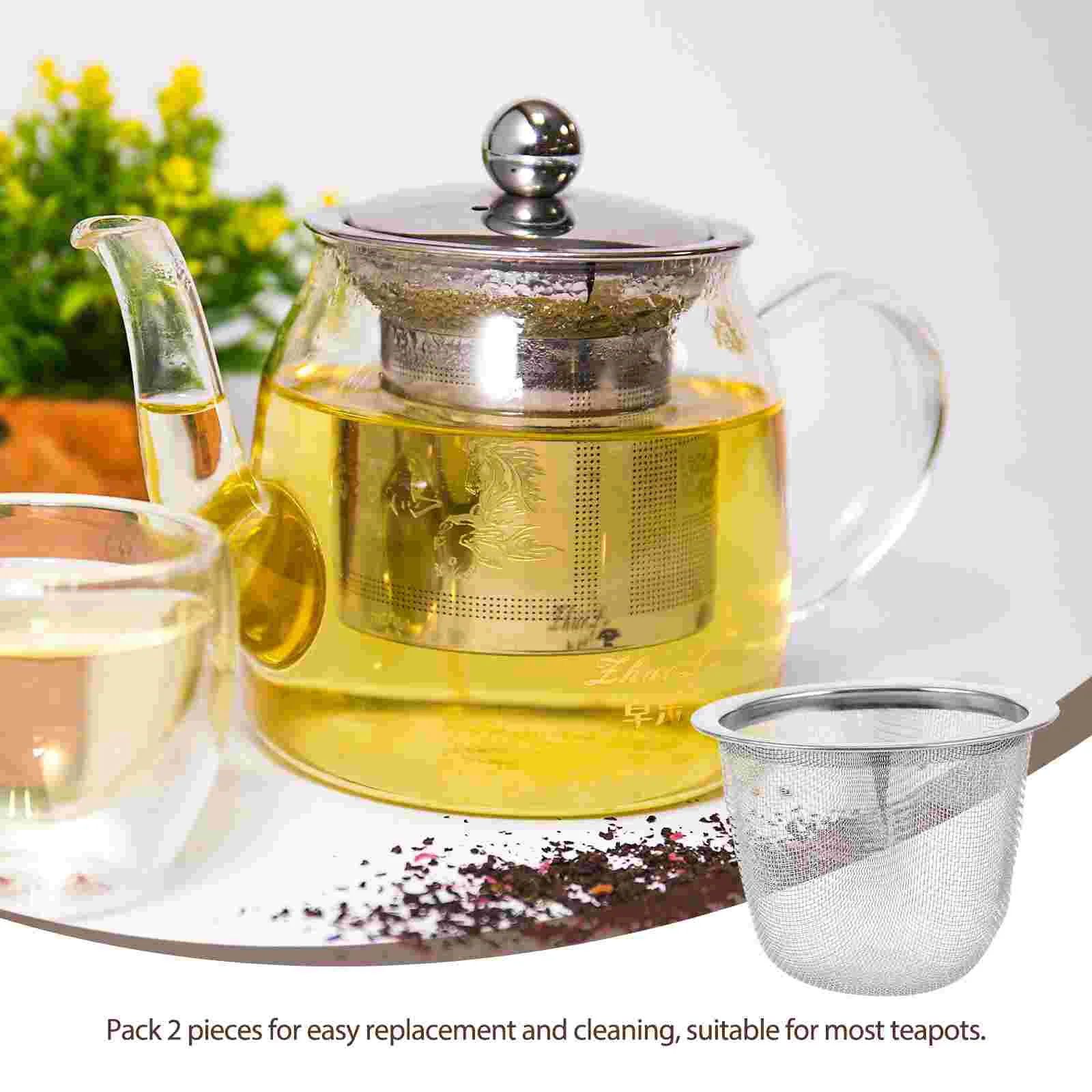2 Pcs Tea Filter Pot Infuser Stainless Filters Teapot Inset Steel Strainer Insert Mesh Strainers
