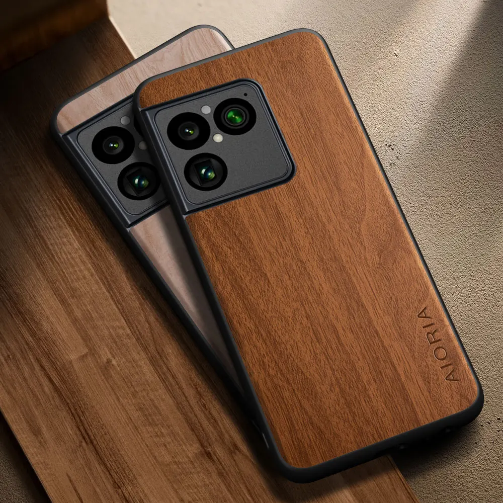 Elegant Retro Wooden Pattern PU Leather Phone Case
