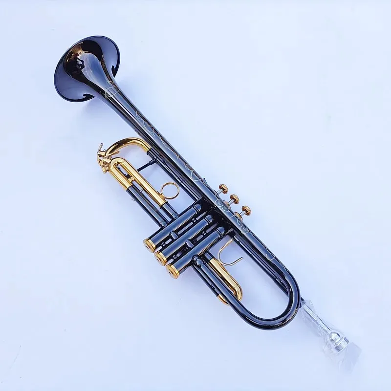 New Sell Professional Bb Trumpet Black Nickel Gold Plated Yellow Brass Instruments Bb Trumpete Popular Musical Inst