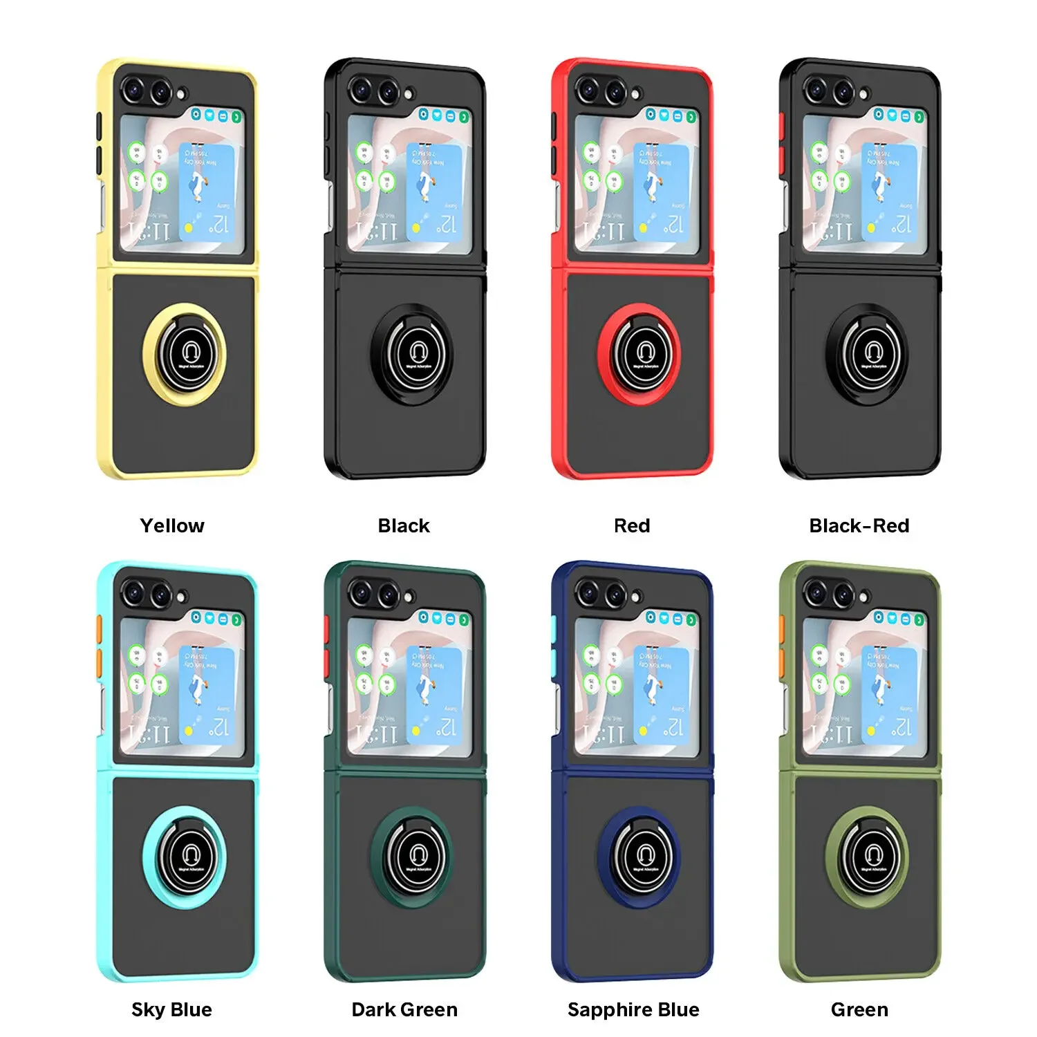 Shockproof Matte Phone Case With Ring Stand For Samsung Galaxy Z Flip_voghion.com