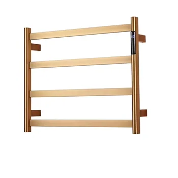 ราวแขวนผ้าเช็ดตัวแบบอุ่นไฟฟ้า ดีไซน์หรูหรา สีโรสโกลด์ 4 แท่ง ควบคุมอุณหภูมิอัตโนมัติ 1