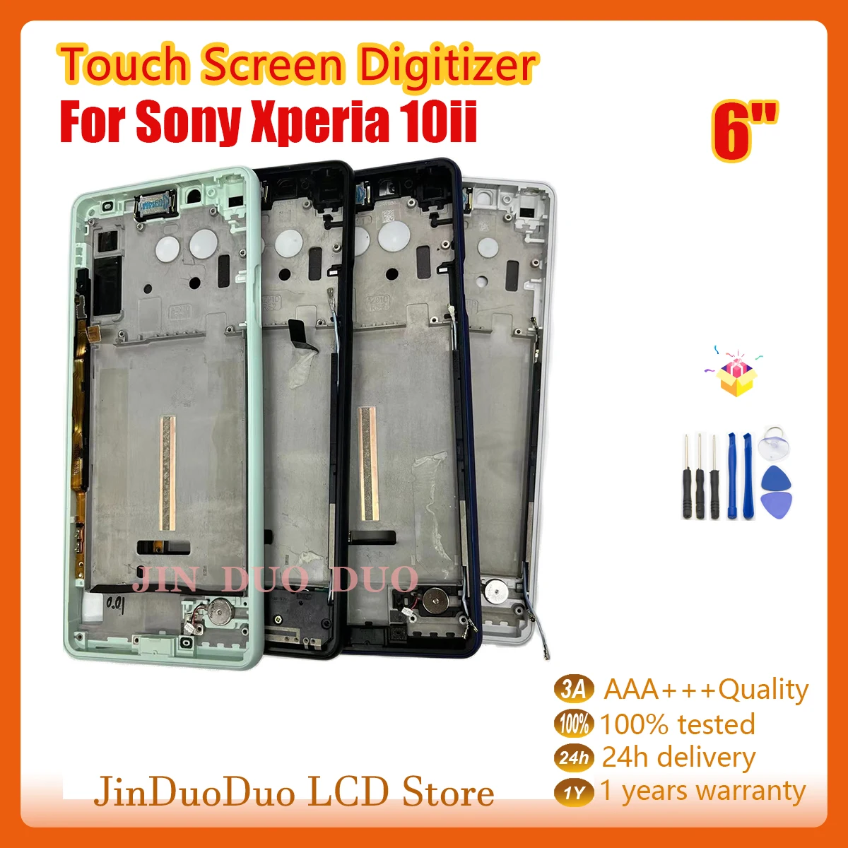 

6.0Original For Sony Xperia 10ii LCD Display Touch Screen Digitizer Panel Assembly For Sony 10 ii LCD with Frame XQ-AU51 XQ-AU52