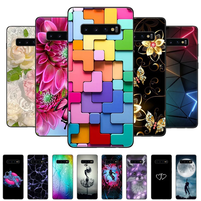 Custodia Per Samsung Galaxy S10 S 10 Plus S10E Cover Per Telefono Cute Cartoon Painted Soft Tpu Coque Per Samsung S10 S10 + S10E Black Funda