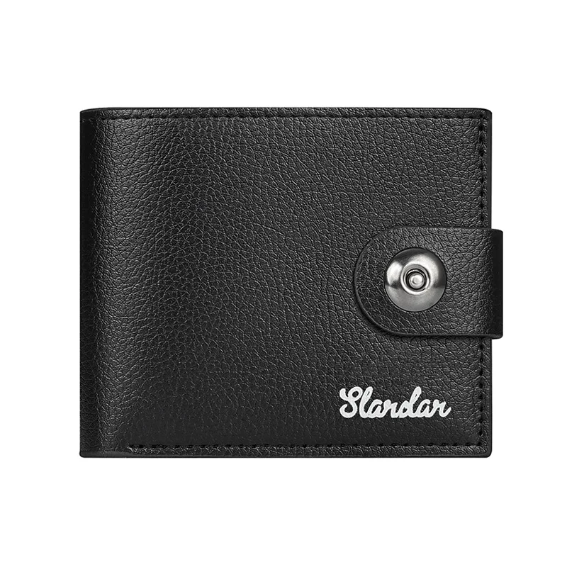 Magnetic buckle wallet for men, simple and ultra-thin with multiple card slots, student casual wallet, business youth wallet