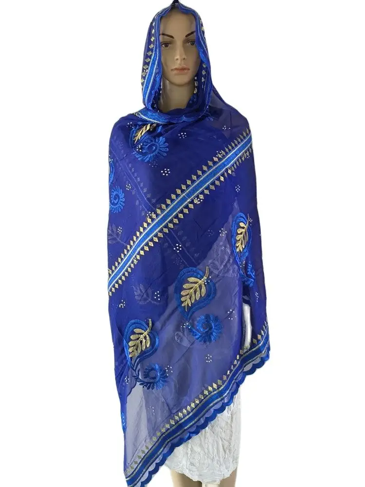 цена Free Shipping New Hijab Scarf For Muslim Women African Chiffon Hijab Islam Turban Headscarf Long And Big Embroidery Traditional