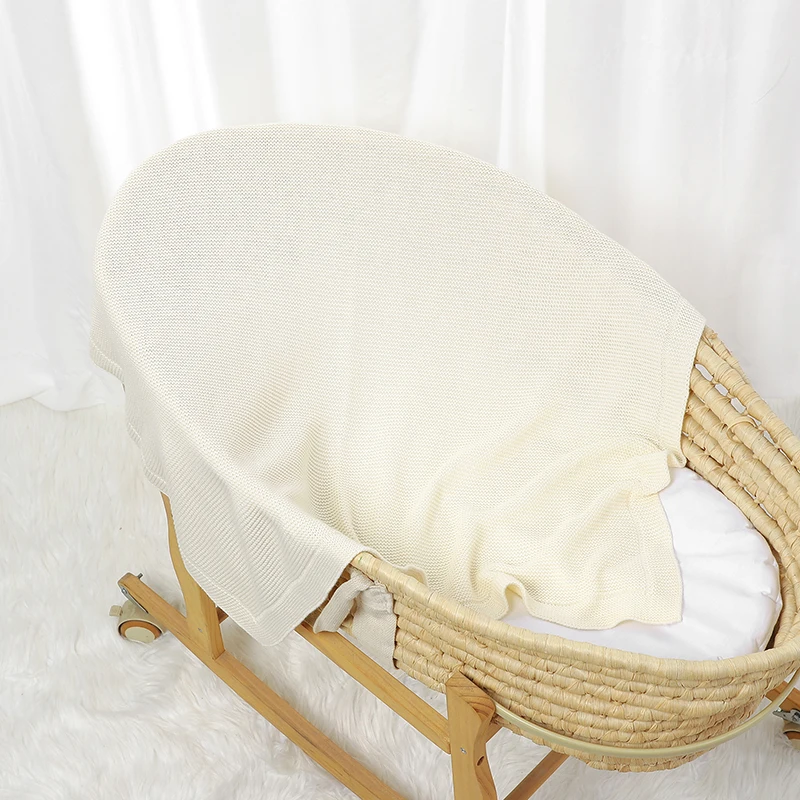 Baby Blanket Cotton Knitted Newborn Girl Boy Bed Sleepsack Soft Stroller Swaddler Warp Fashion Solid Quilt 100*80CM Infant Plaid 3