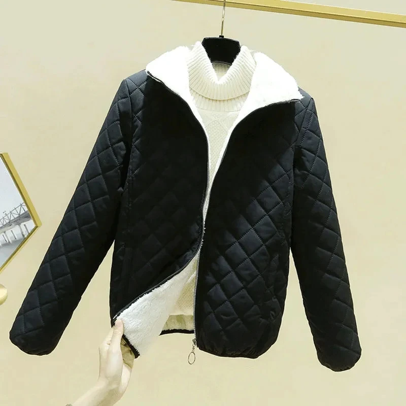 Women Jacket 2022 New Winter Thick Hooded Parka Pink  Female's Korean Fleece Cotton Outcoat Padded Jacket Women's Black Jacket