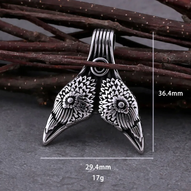 Vintage Viking Crow Head Necklace Odin Nordic Men's, Amulet Pendant, Animal Symbol, Punk Fashion, Jewelry As A Gift for Men