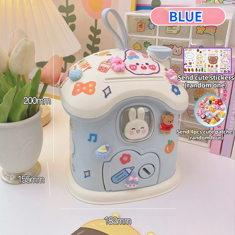 Mushroom House Piggy Bank To Save Cash Coin Cartoon Children's Moneybox Bank Atm Kids Puzzle Educational Toys Birthday Gift Girl