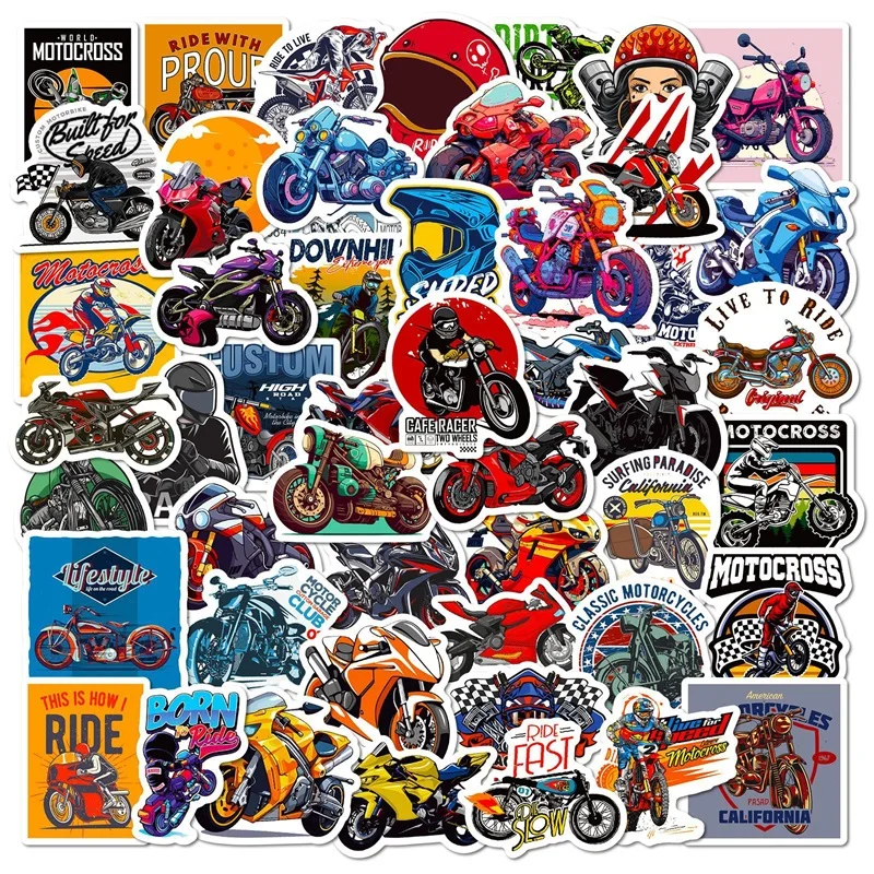 

50PCS Vintage Motorcycle PVC Sticker Aesthetic Korean Stationery Hand Accounting Decoration Scrapbooking Supplies for Kids