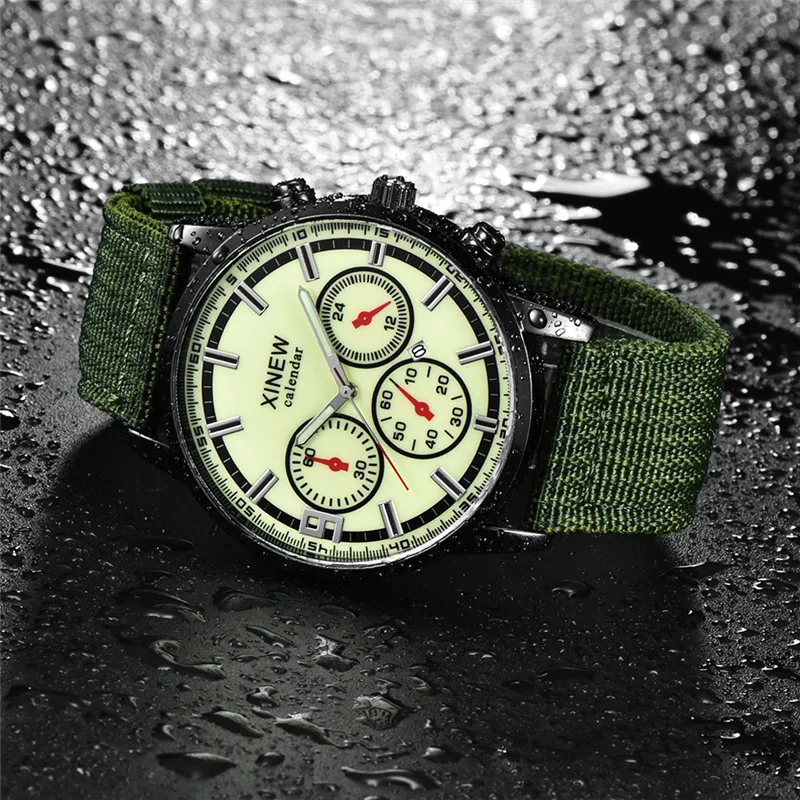 Original XINEW Brand Cheap Watches For Men Students Fashion Nylon Band Military Sports Date Quartz Watch Relogio Masculino 2024