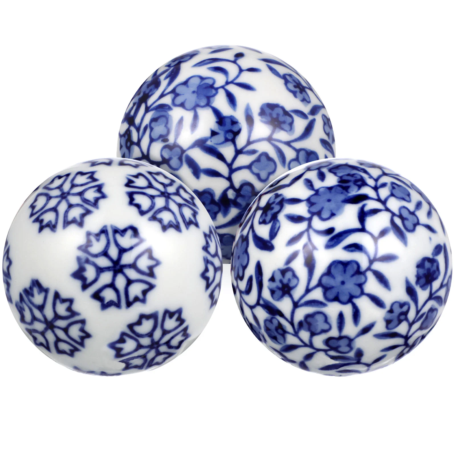 

Ceramic Decorative Ball Blue White Porcelain Floating Orbs Spheres Centerpiece Set Home Decor