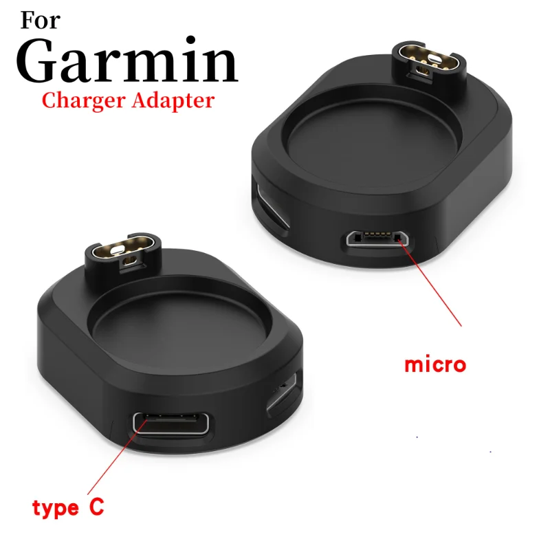 

USB Type C & Micro USB Female Adapter Watch Charger Converter Dock For Garmin Forerunner 955 255/Fenix 7 7S 7X 6 6x/Vivoactive 3