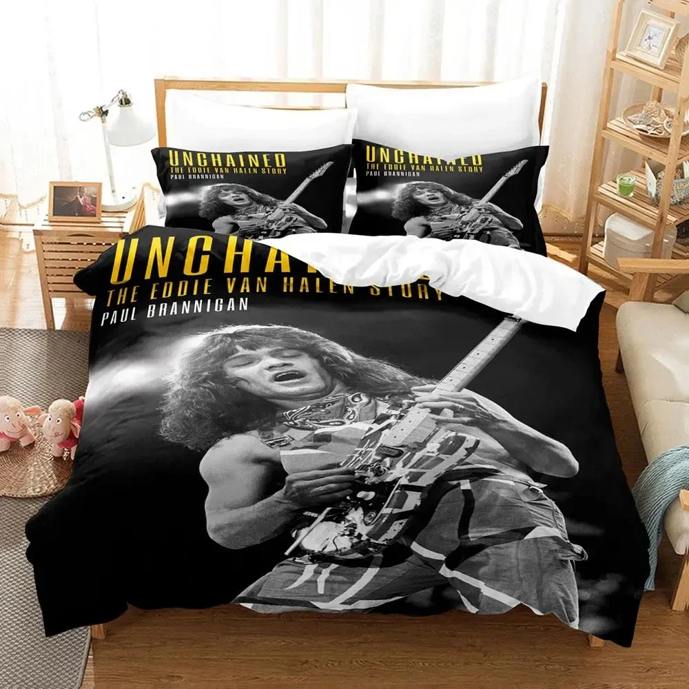 3D Print Eddie Van Halen Bedding Set Duvet Cover Bed Set Quilt Cover Pillowcase Comforter king Queen Size Boys Adult 6