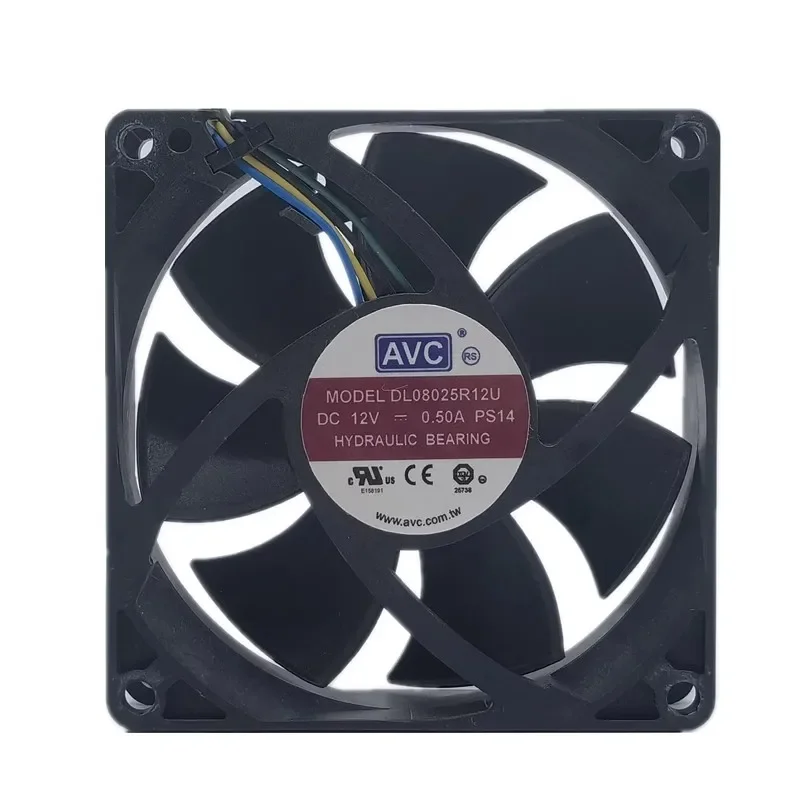 

New CPU Cooling Fan For AVC DL08025R12U 12V 0.5A 4-wire PWM Speed Regulation Large Air Volume 8025 8CM 80x80x25mm