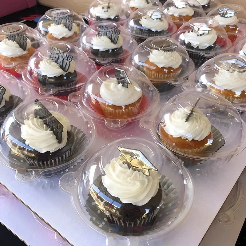 10/50Pcs Clear Cupcake Packaging Boxes, Dessert Donut Muffin Cake Container Holders wit... - SKU CCPB1543 - UGI Packaging