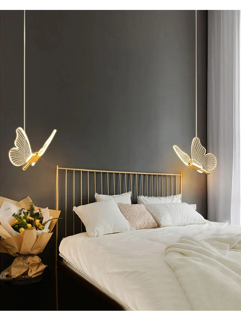 Butterfly LED Wall Lamp Indoor Lighting Home Bedroom Bedside Pendant Lamps Living Room Decoration Interior Wall Light Hanging