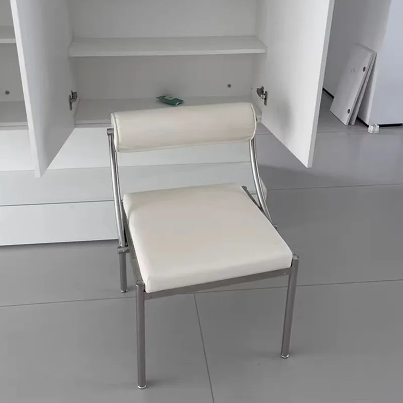 

Mid Century Modern Dining Chair Kitchen Study PU Leather Designer Dining Chair Stainless Steel Vintage Sillas Furniture WKDC