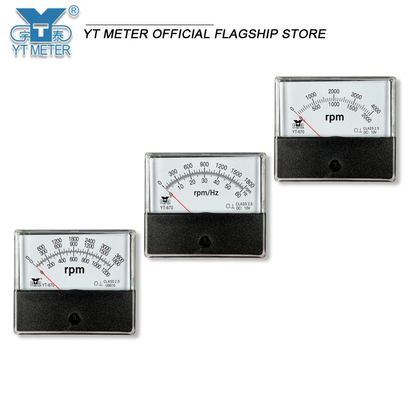 YT670 10V 전압 타코미터는 두 개의 디스플레이와 두 개의 스케일을 가지고 있습니다. 60rpm 360rpm 1800rpm 2000rpm 4000rpm(전위차계 DH670 CZ670 포함)