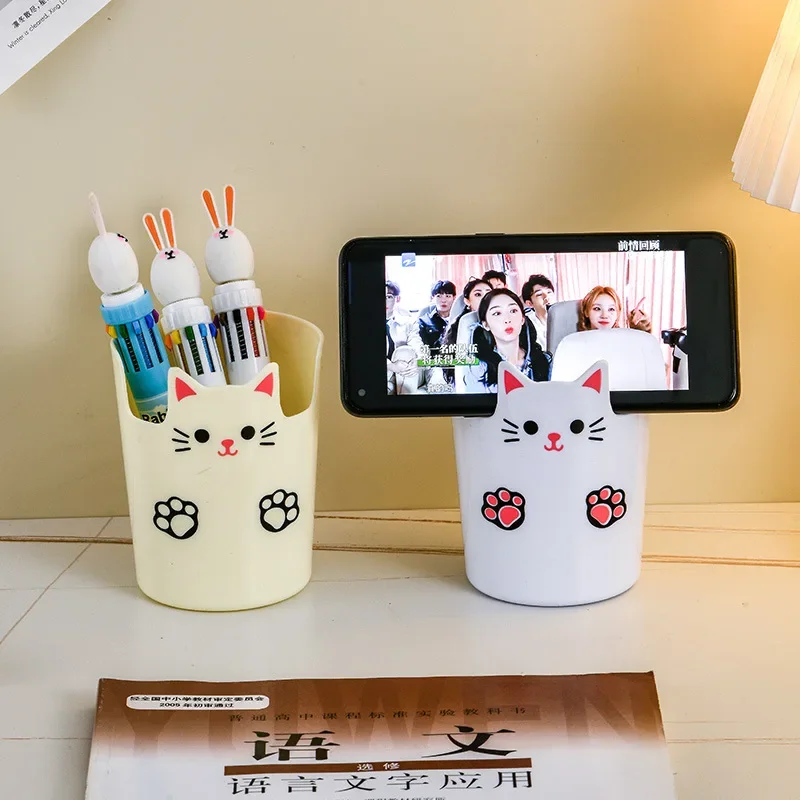 1 Piece Creative Pencil Organizer Student Cute Cartoon Cat Paw Pencil Stationery Phone Holder Lovely Makeup Brush Holder phone holder pen holder desk organizer pen and brush holder brush holder pencil holder tool