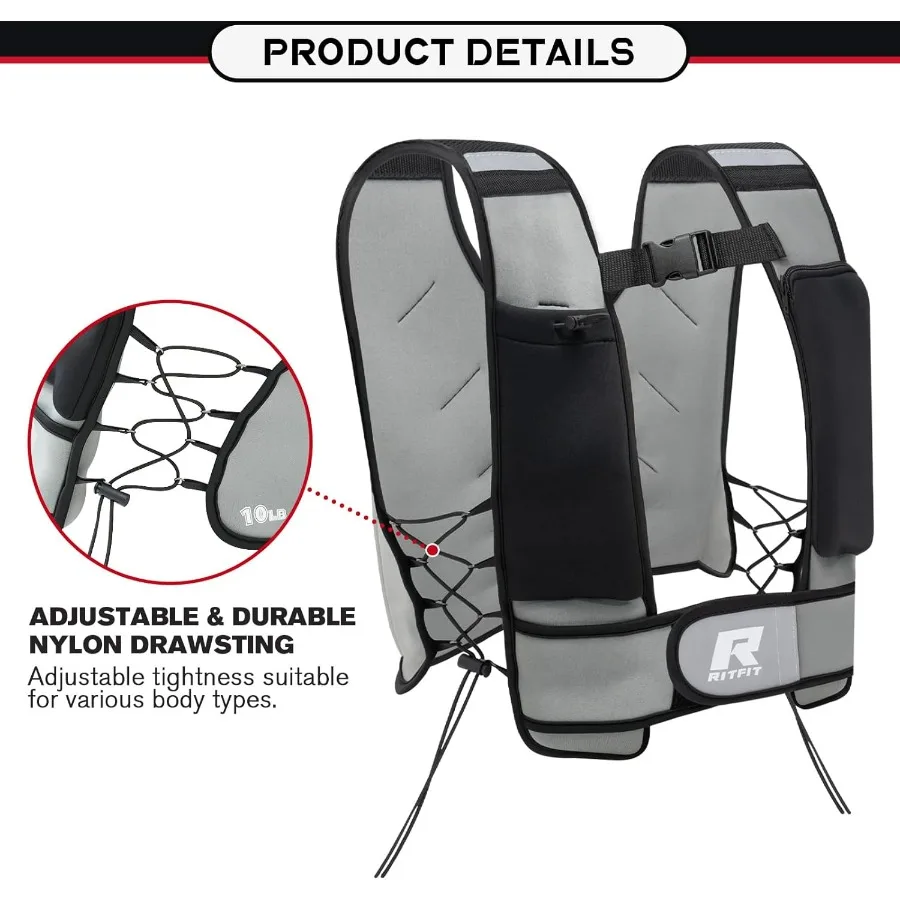 Weighted Vest,15lb Weight Vest with Reflective Stripes, Weight Vest Adjustable for Women and Men Workout, Strength Training, Run