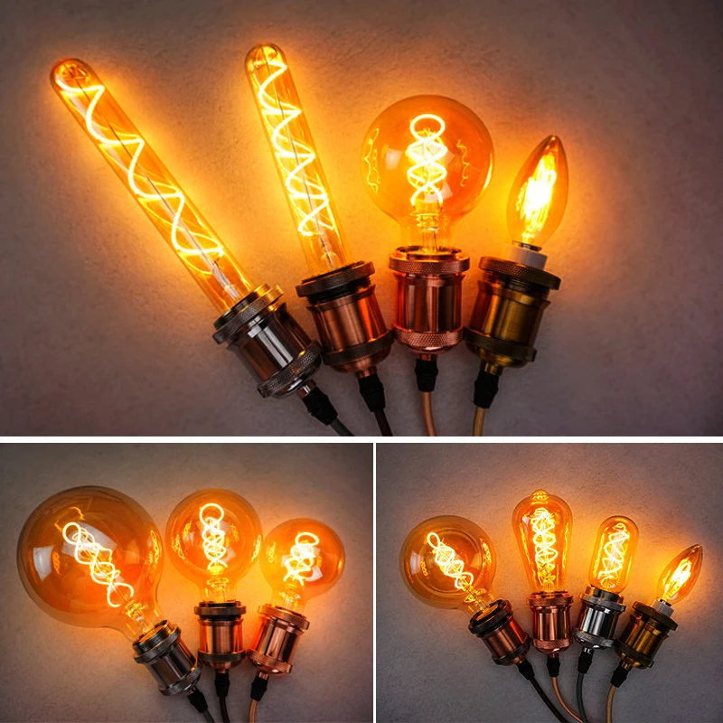 Vintage Lamps 2200K Spiral Light LED Filament Bulb Decorative Lighting Dimmable 