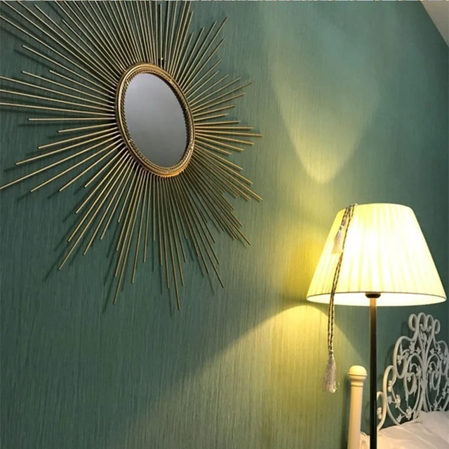 Décoration Murale Miroir de Chambre à Coucher Miroir Mural Soleil Miroir Or  Rond