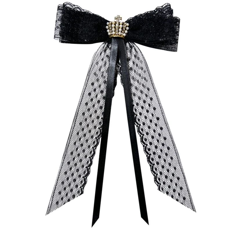 

Blouse Collar Pin Women Ribbon Bows for Rhinestone Brooch Jk Tie Bows Tie