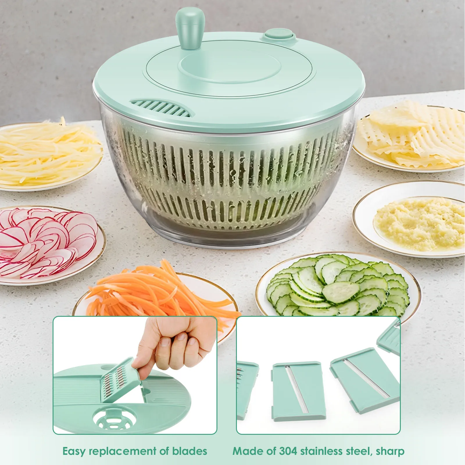 Vegetables Salad Spinner Lettuce Leaf Vegetable Dehydrator Multifunctional Vegetable Washer Bowl Salad Dryer Mixer