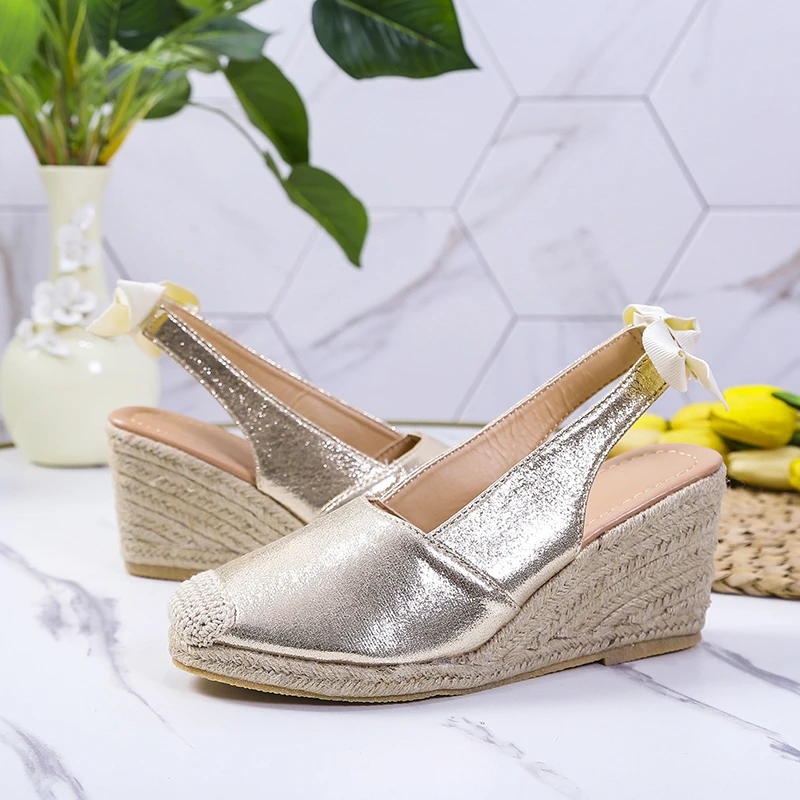 Sandalias de alpargatas para mujer, zapatos de tacón alto con cuñas y cerrada, de pescador, sin cordones, para verano, 2022| | - AliExpress